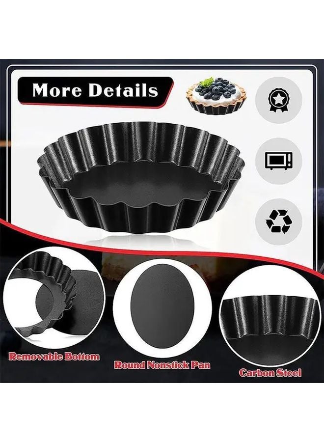 5pcs Black Tartlet Molds With Removable Bottoms For Baking Mini Tarts Cakes Pies - Image 4